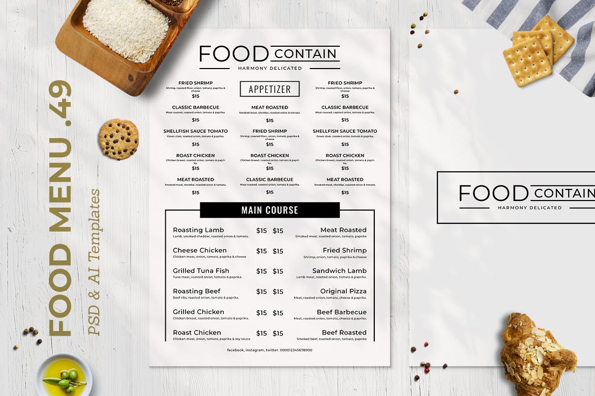 简约风西式餐厅素材库精选菜单模板v49 SGM – Food Menu. 49插图