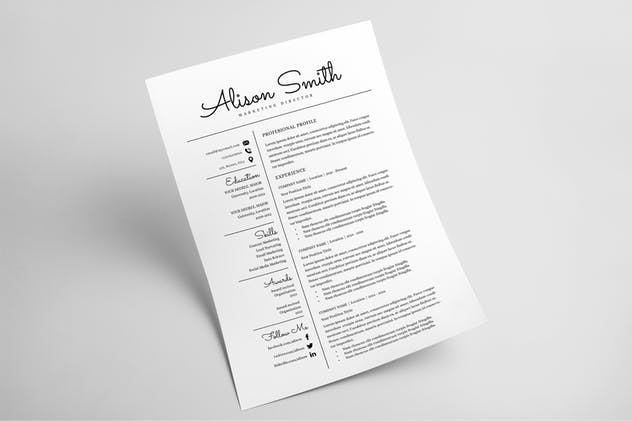 现代简约风个人电子简历&介绍推荐信模板 Resume & Letterhead插图(3)