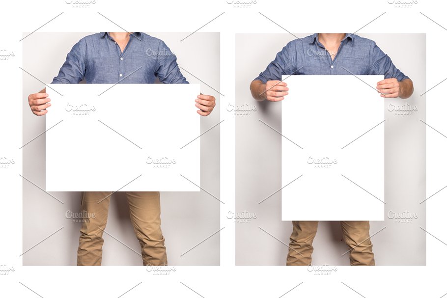 手持艺术作品展示样机模板 Artwork Presentation Mockup Male插图(1)