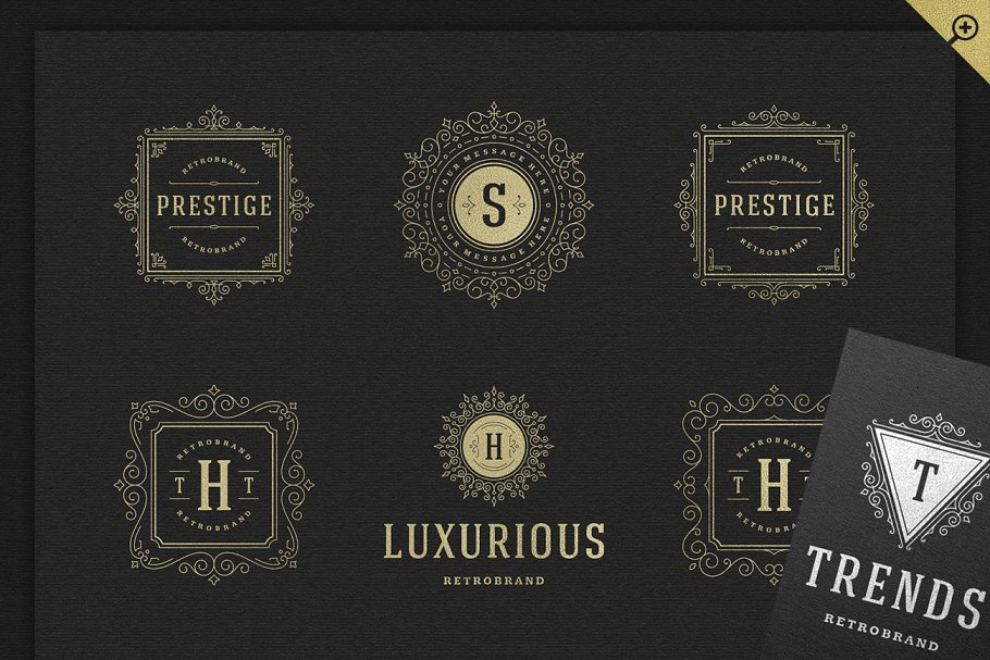 500个复古装饰风格Logo和徽章模板 500 ornaments logos & monograms插图(17)