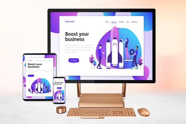 跨平台设计项目展示样机合集 Responsive Screens Mockup插图(5)