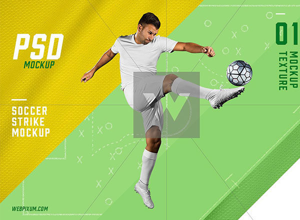 十分动感的世界杯足球运动服球衣样机展示模型mockups