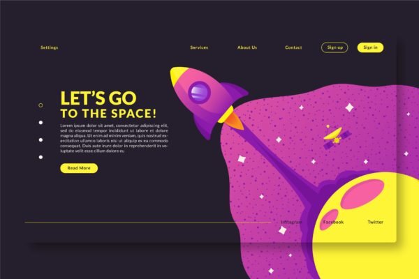 天空爱好者主题网站着陆页设计素材库精选模板 Go to the Space – Landing Page GR