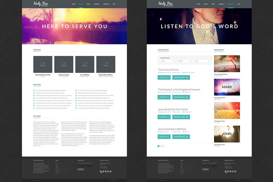教堂教会官方网站PSD模板 Holy Fire – Church PSD插图(3)