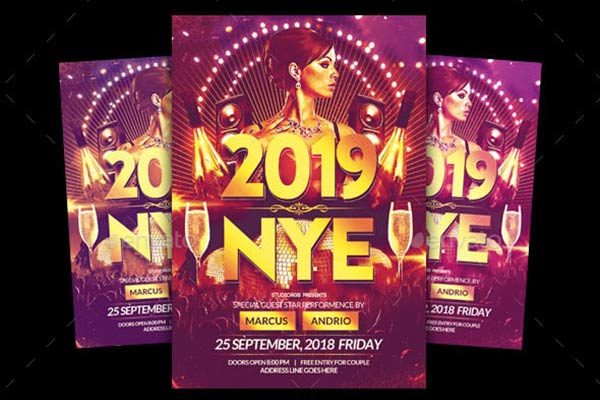 独特的新年前夜派对海报模板 New Year Eve Party Flyer [psd]