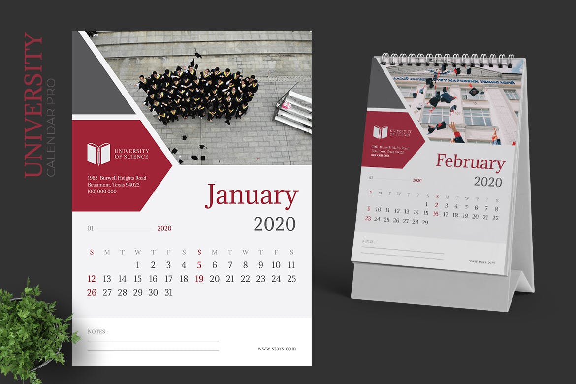 教育行业日历定制设计2020年活页台历设计模板 2020 University Education Calender Pro插图(1)