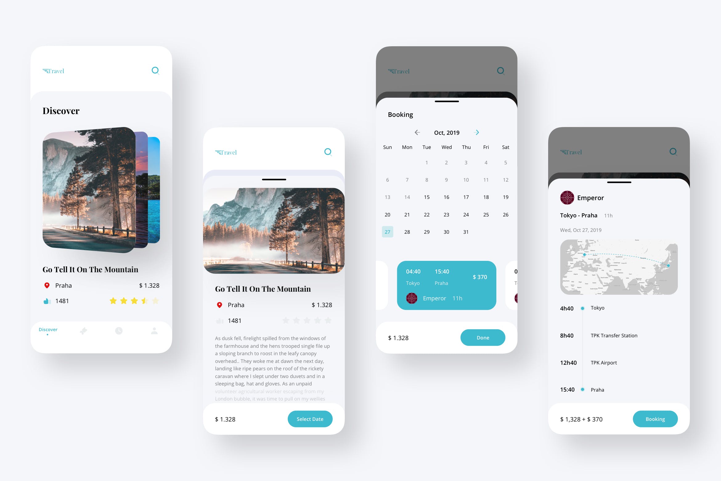 旅游预订APP应用用户界面设计模板 Travel Booking Tour Ui – FP插图