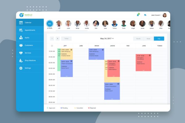 医院CRM系统后台管理界面UI设计套件 CRM booking Web-based UI Kit