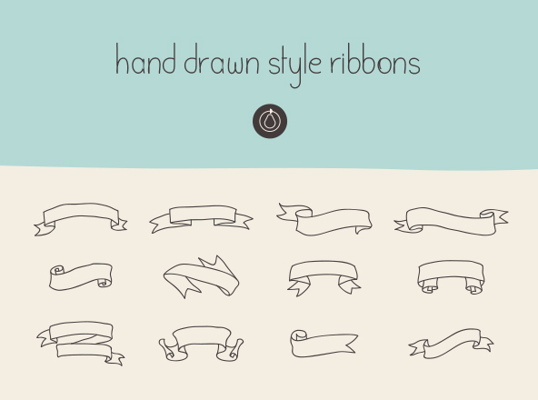 人工手绘丝带矢量图形设计素材 Hand Drawn Ribbons – Vector