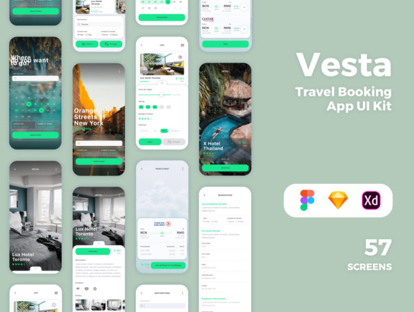 素材库下午茶：旅游出行酒店/机票预订APP应用UI套件