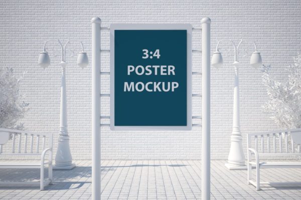 街头海报广告牌展示样机 Street Poster Mockup