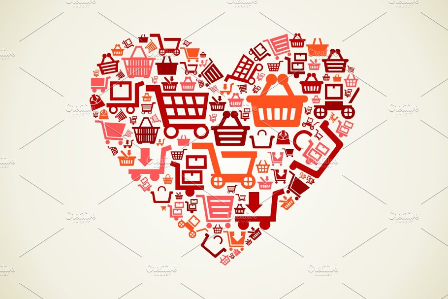 各种主题图标拼凑心形插画 Collection of hearts插图(4)