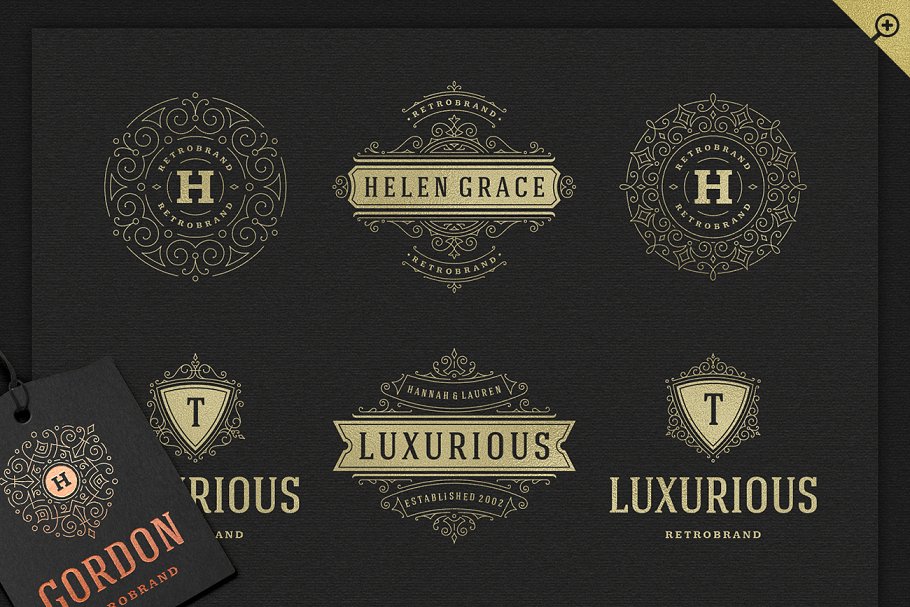 500个复古装饰风格Logo和徽章模板 500 ornaments logos & monograms插图(11)