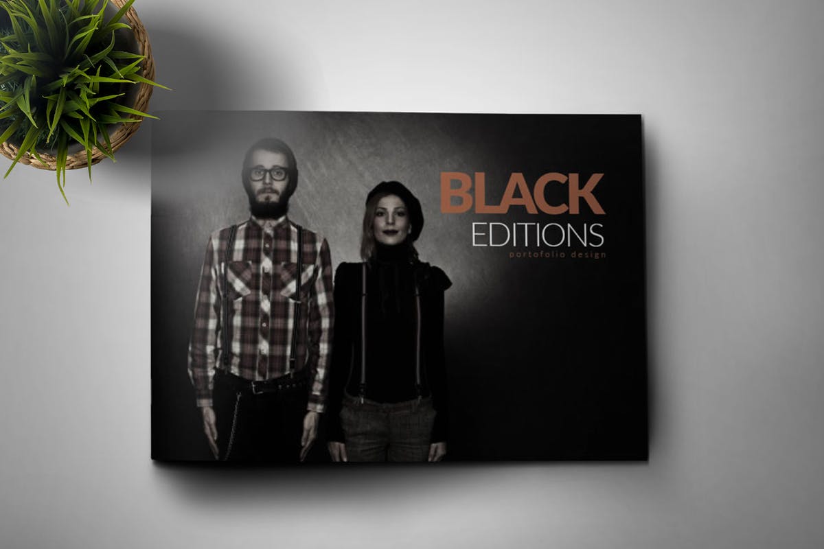 横向规格极简主义设计风格产品目录/企业宣传册设计模板 PORTOFOLIO BW – Brochure Lanscape插图