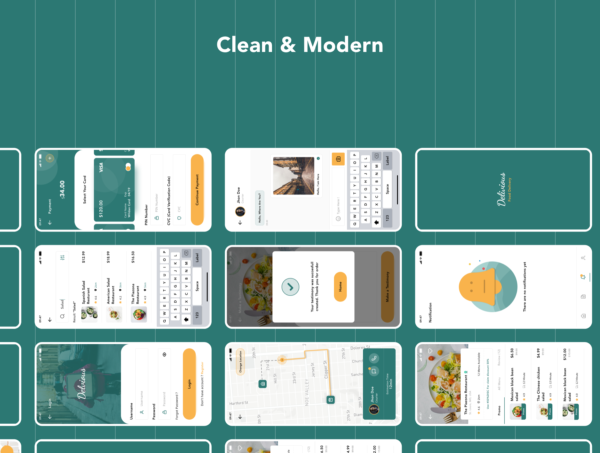 素材库下午茶：食品交付/订餐配送APP应用UI设计素材库精选模板[FIG]