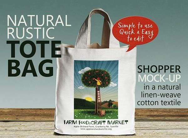 带把手的方形风格环保手提袋设计展示模型Mockups