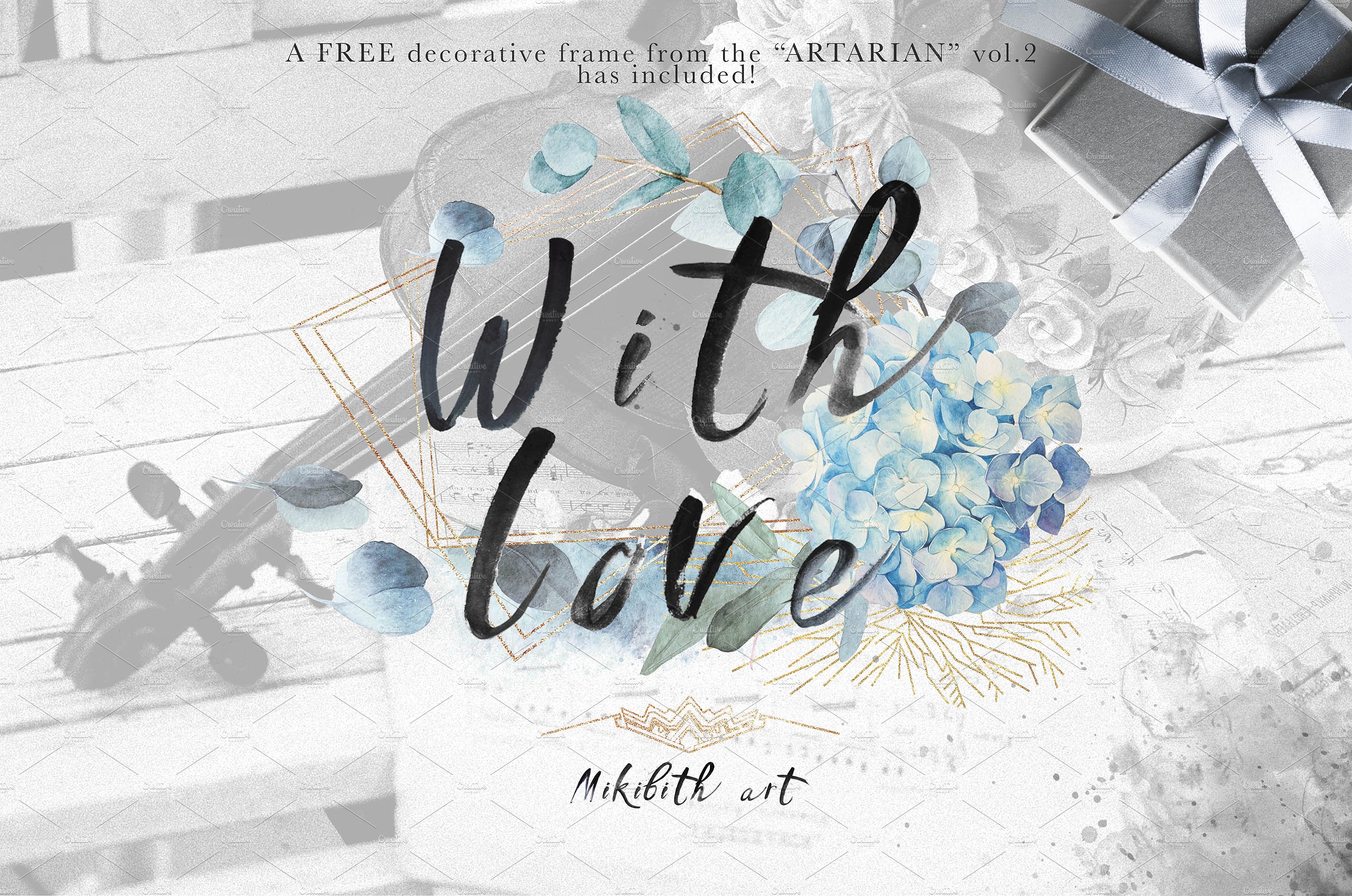 灰色字母&花卉水彩套装 Monograms & bouquets vol.1 Artarian插图(11)