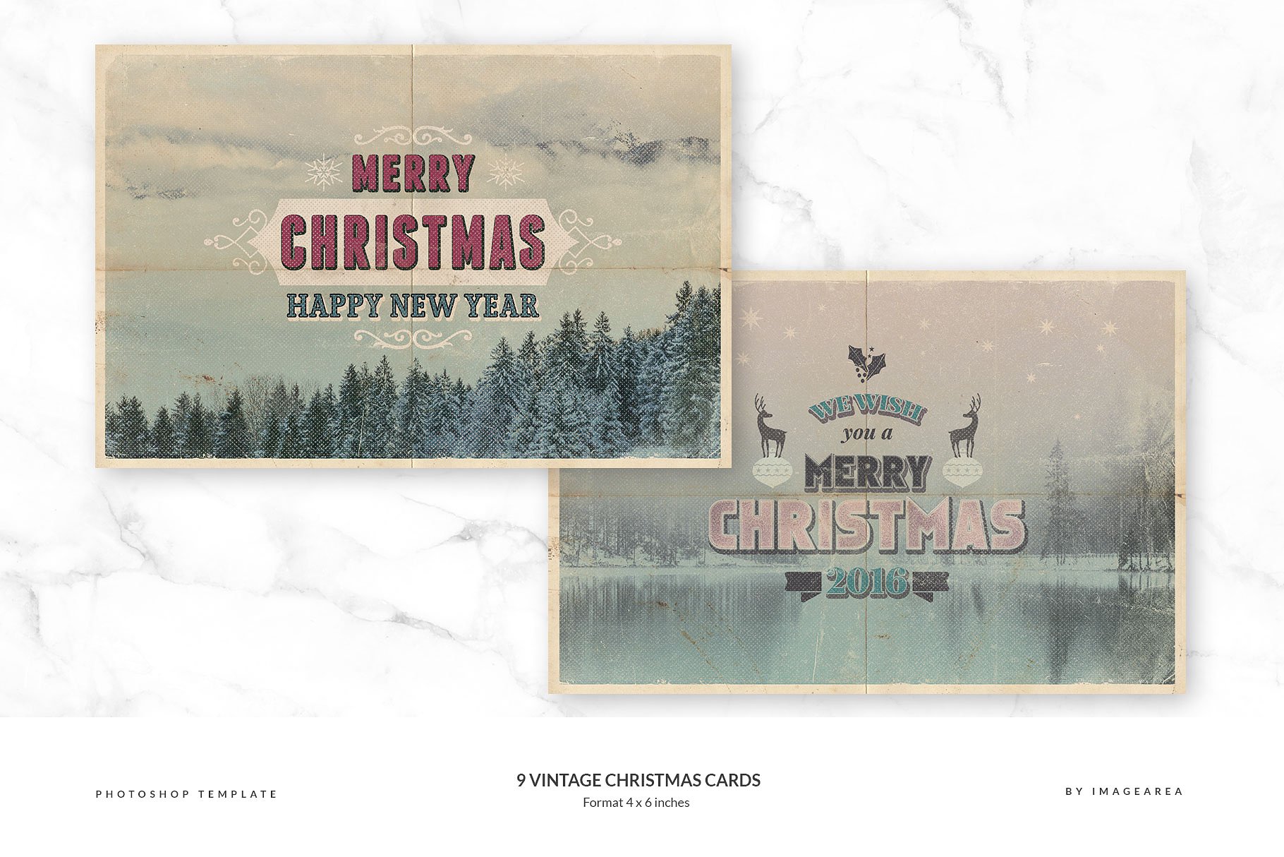 9款复古怀旧风格圣诞贺卡模板 9 Vintage Christmas Cards插图(3)