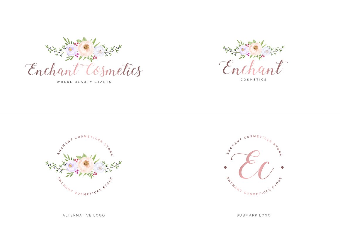 超级水彩风 Logo 设计素材包 Watercolor Premade Branding Logo Kit [模板、纹理&元素]插图(15)