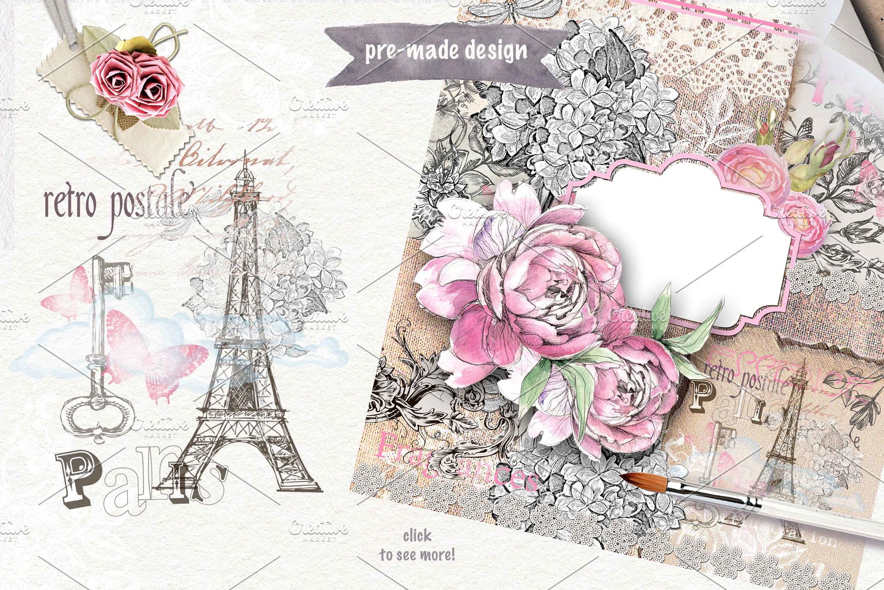 复古风水彩明信片插画 2 in 1!! Vintage style post-cards插图(1)