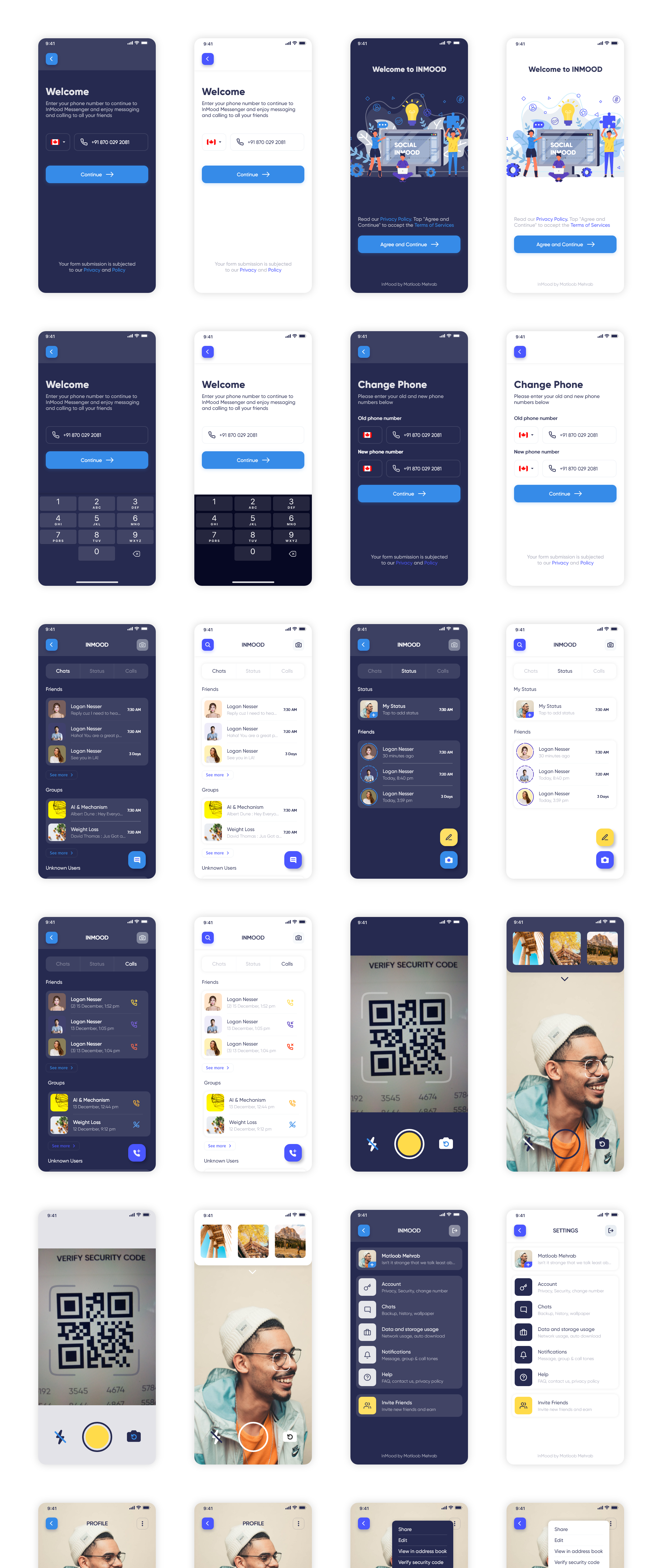 素材库下午茶：社交消息APP应用程序UI套件[XD]插图