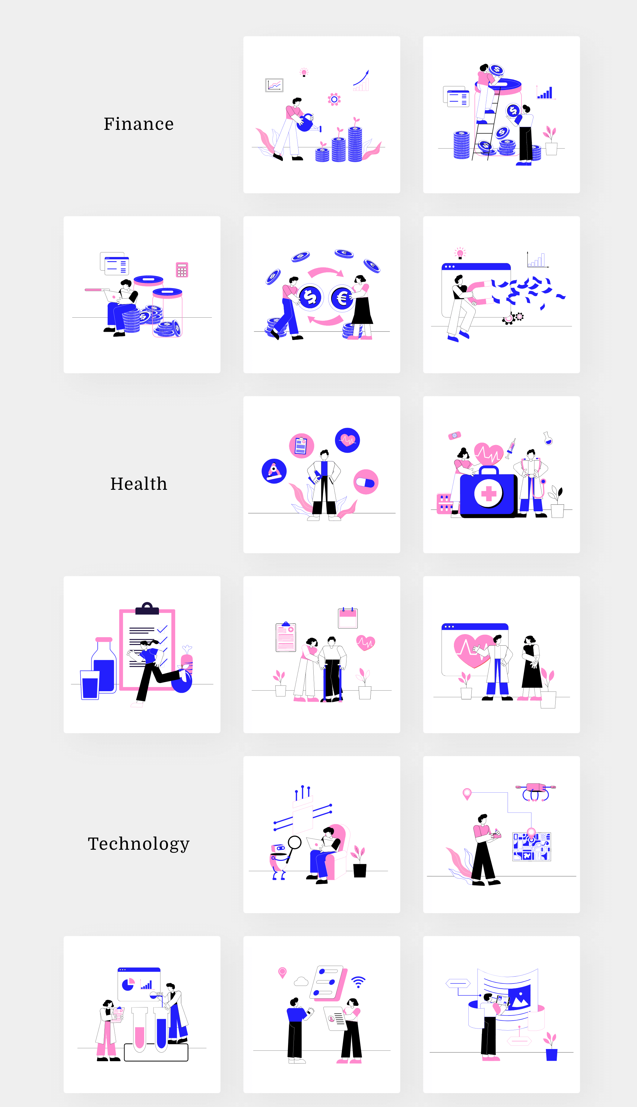 素材库下午茶:现代和时尚的插画包+UI模板套装插图(2)