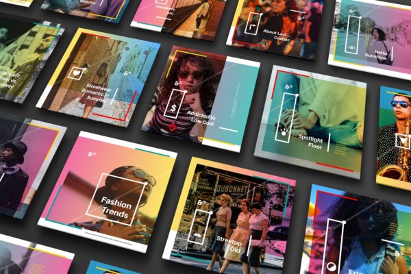 方形UI设计效果透视图等距样机模板02 Square Perspective Mockup 02