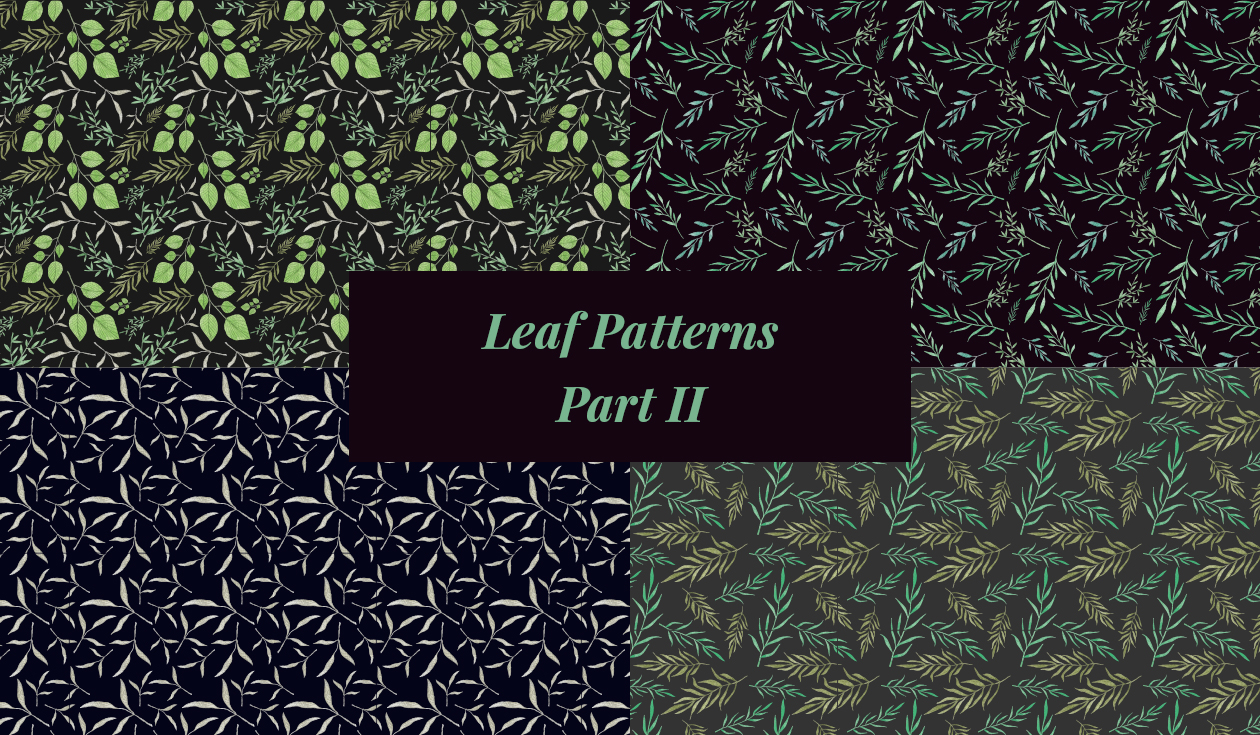 手绘树叶矢量图案无缝纹理素材v2 Nature Hand Drawn Vector Leaf Patterns II插图