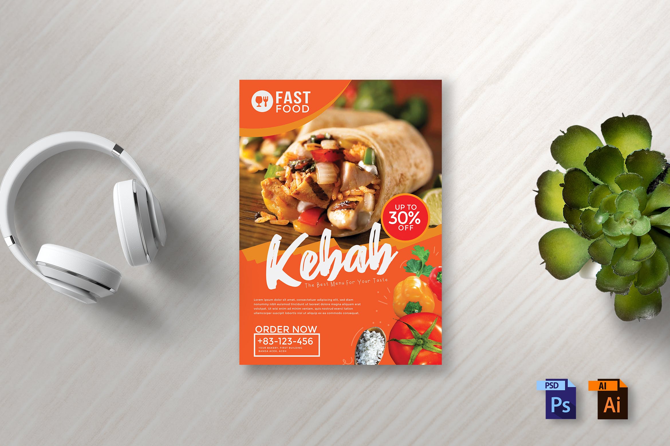 汉堡餐厅折扣促销活动海报传单设计模板 Food Flyer Vol 4插图