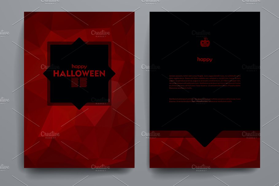 万圣节主题小册子模板 Set of Halloween brochures插图(2)