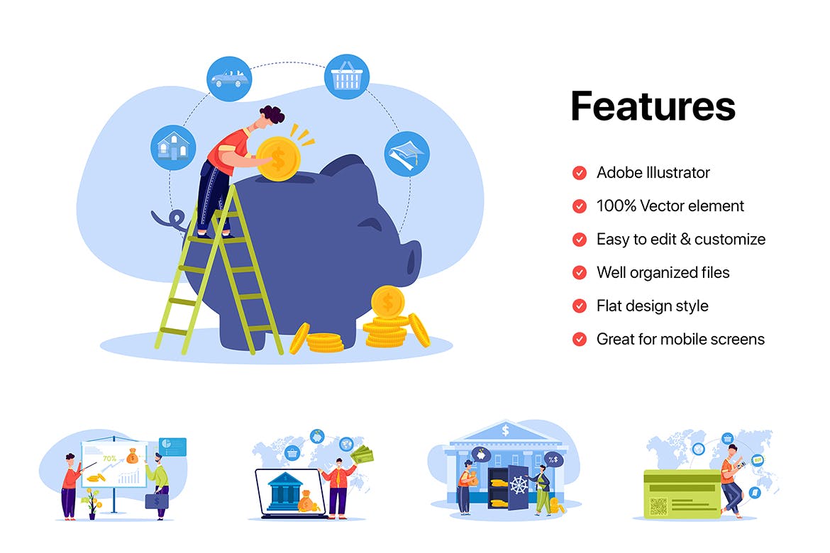 金融财务主题矢量插画设计素材包 Financial Illustrations Pack插图(1)