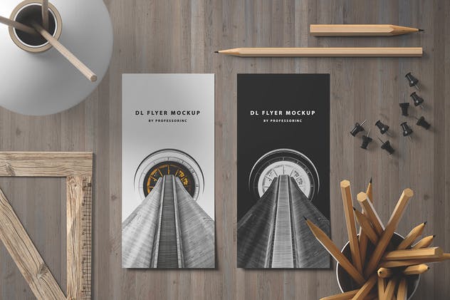 工匠办公场景DL传单样机模板v1 Portrait DL Flyer Mockup – Set 1插图(2)