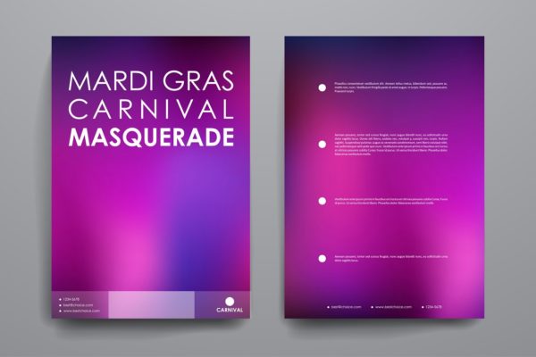 狂欢节主题画册模板 Mardi Gras Brochures