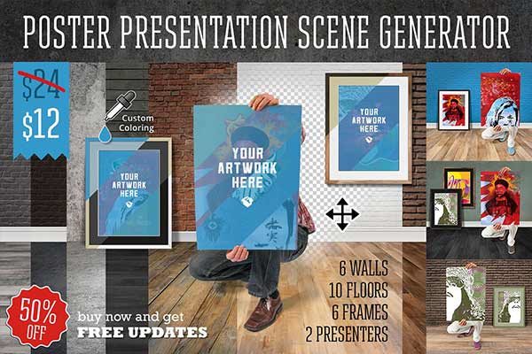 独特的海报场景展示模型Mockup下载[psd]