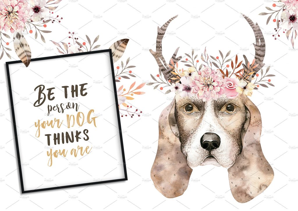 高质量手绘水彩狗狗合集[PNG, PSD]插图(6)