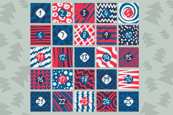 手绘纹理背景时尚日历设计模板 Stylish Advent Calendar Template
