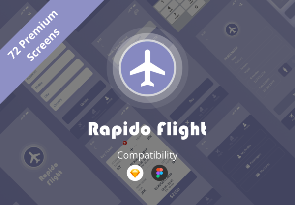 素材库下午茶：在线机票预订APP线框图APP UI KITs套装下载[XD]