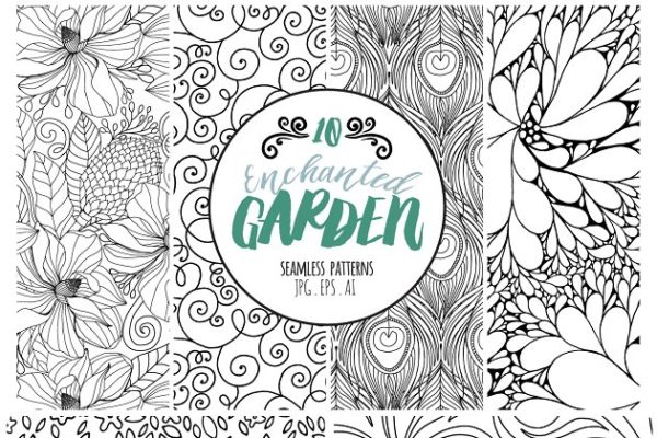 魔幻花卉图案纹理 Enchanted Floral Repeat Patterns