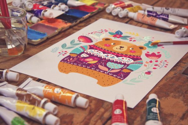 画室创作场景画纸样机模板v1 Paper View