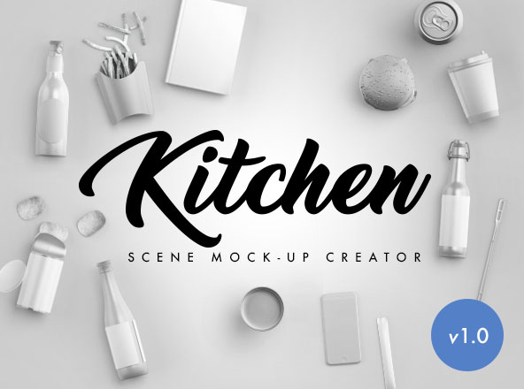 西式厨房场景样机模板 Kitchen Scene Creator Mockup