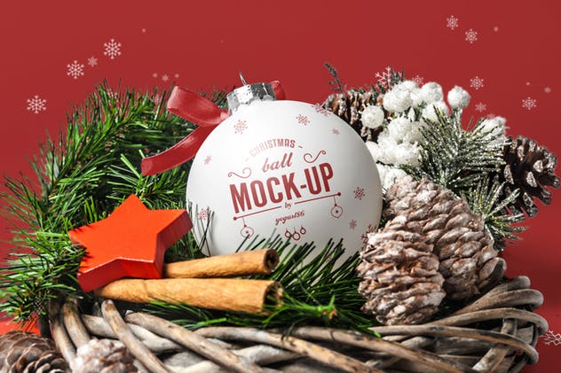 圣诞球外观图案设计效果图样机素材库精选 Christmas Ball Mock-up插图(6)