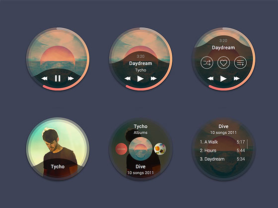Android Wear 音乐播放器概念设计素材之家精选sketch素材