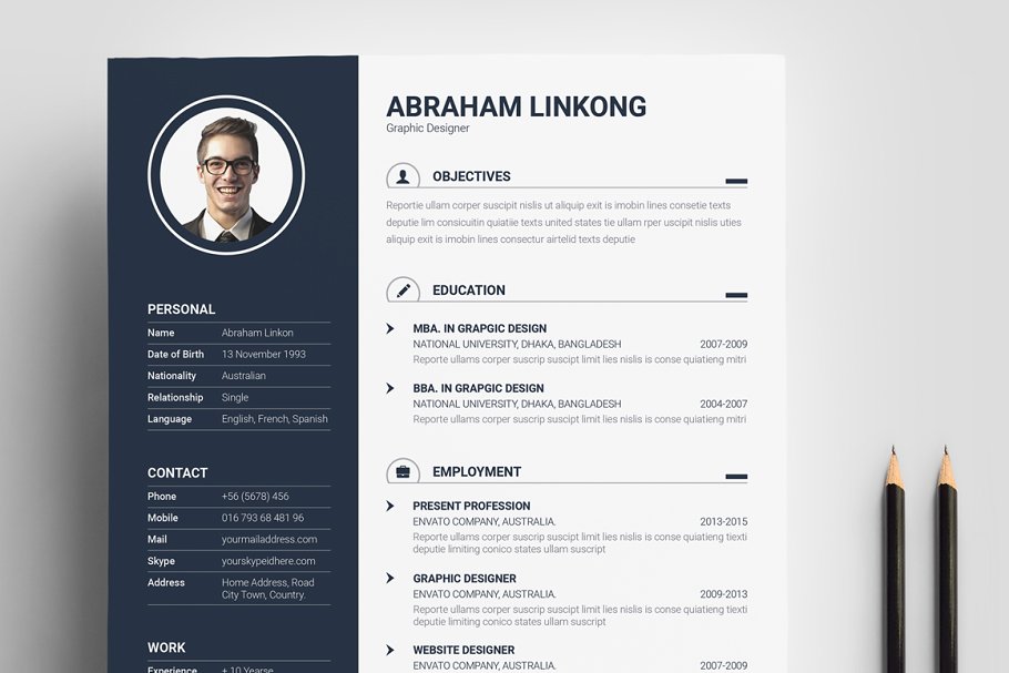经典实用个人简历表设计模板 Modern Resume 3 Pages插图