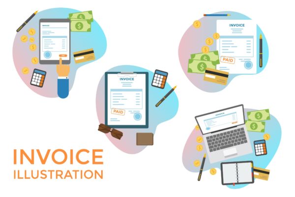 发票和税务主题矢量插画设计素材 Invoice &amp; Tax