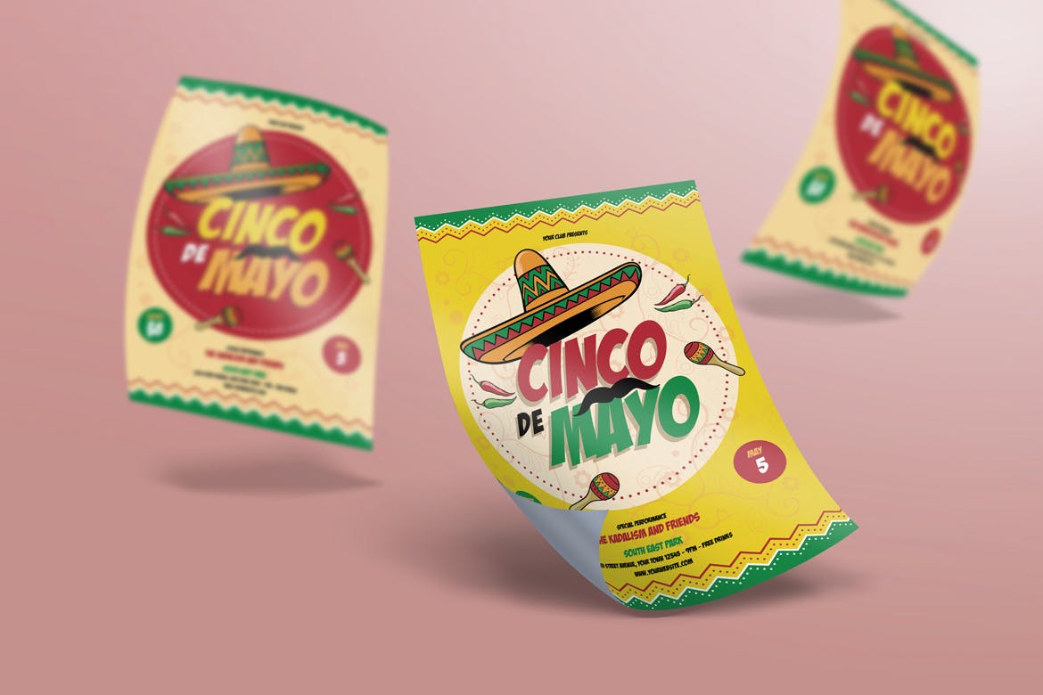 五月五日墨西哥爱国主义节日庆祝活动海报PSD素材素材库精选模板 Cinco de Mayo Celebration插图(3)