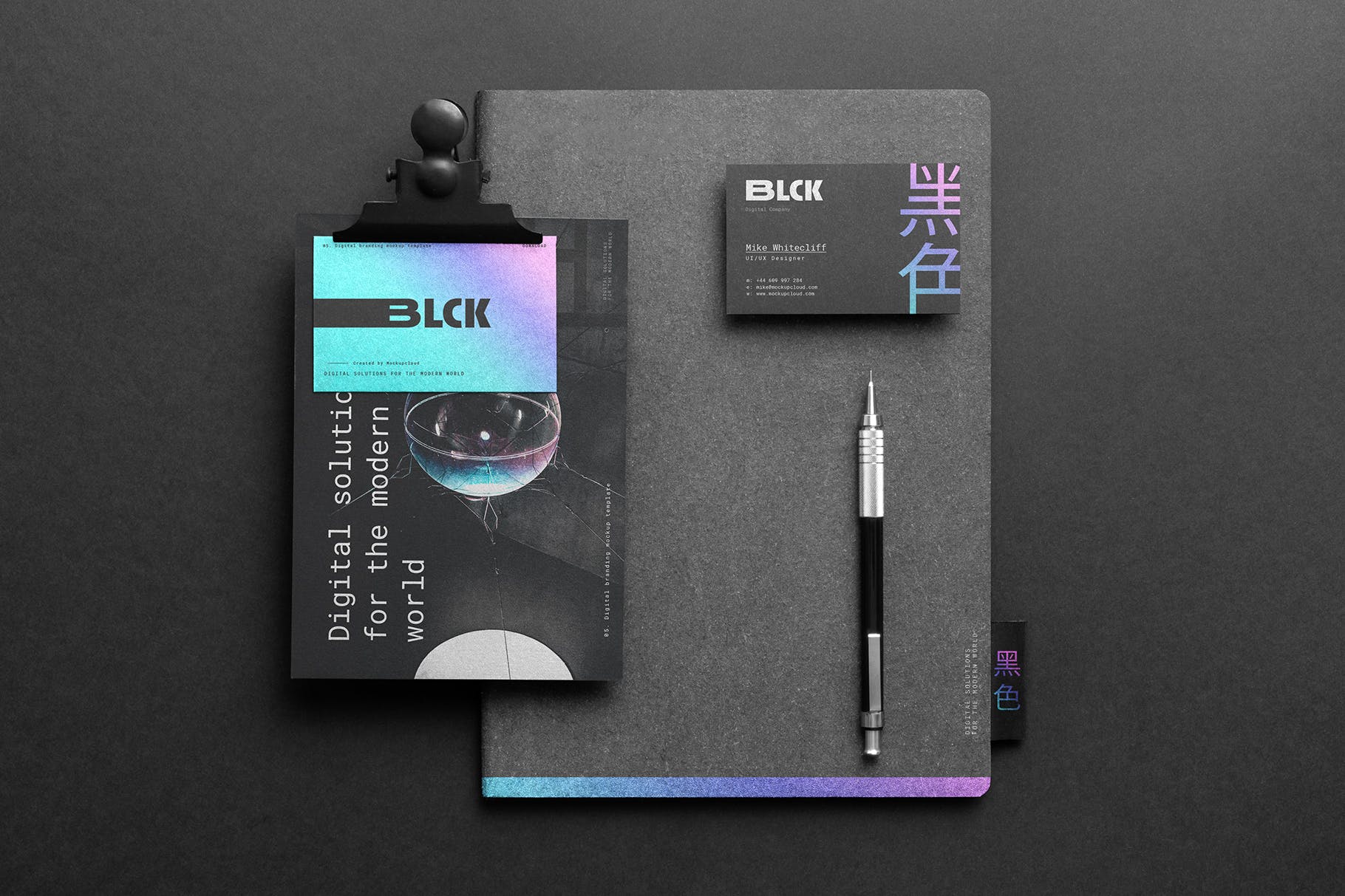 高端黑办公用品套装品牌VI设计效果图样机 Blck Branding Mockup Kit插图(6)