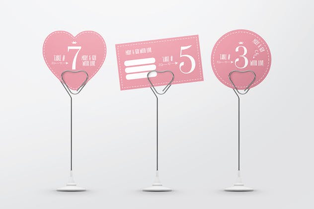 婚礼宴会桌子号码牌设计样机 Table Card Holder Mockups插图(1)