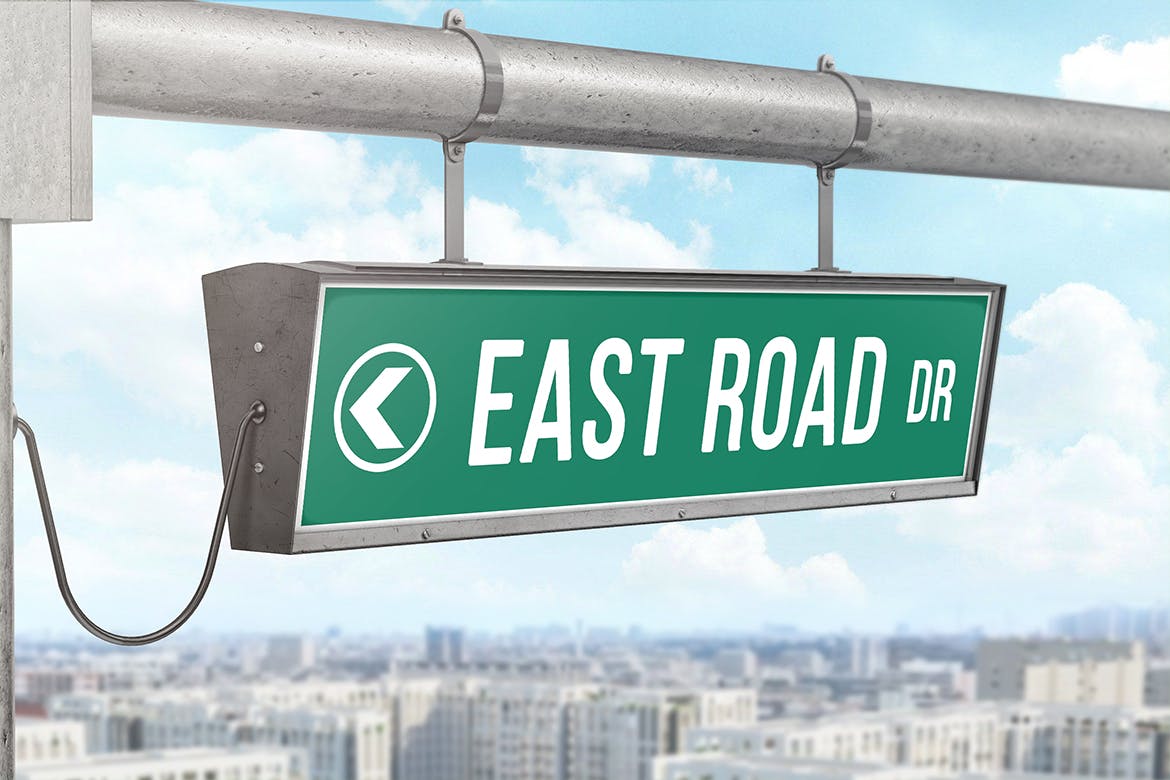 街道悬挂标志设计效果图样机素材库精选 Hanging Street Sign Mockup插图(2)