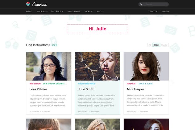 在线教育&线上培训网站PSD模板 Coursea – Online Tutorials & Courses Template插图(11)