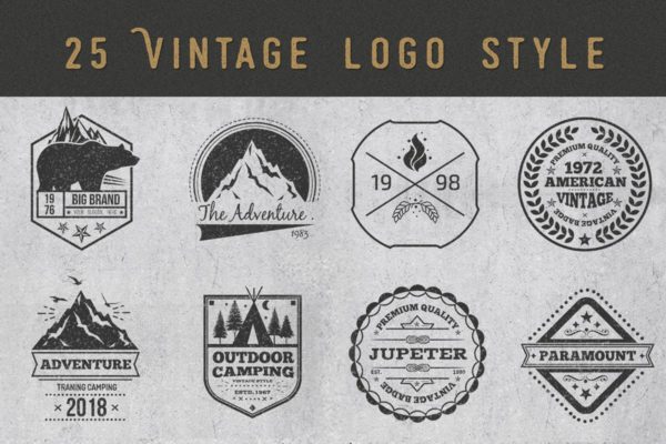 复古风格矢量徽章&amp;Logo模板 Vintage Style Badges and Logos